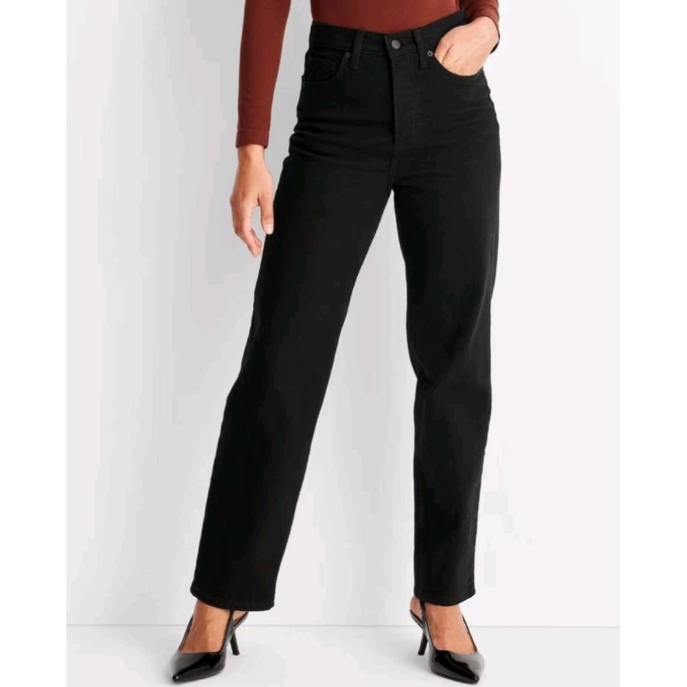 Universal Thread Women's Size 6 Highest Rise Slim Straight Jeans Black Stretch